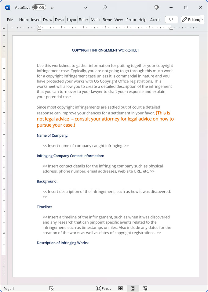 Copyright Infringement Worksheet