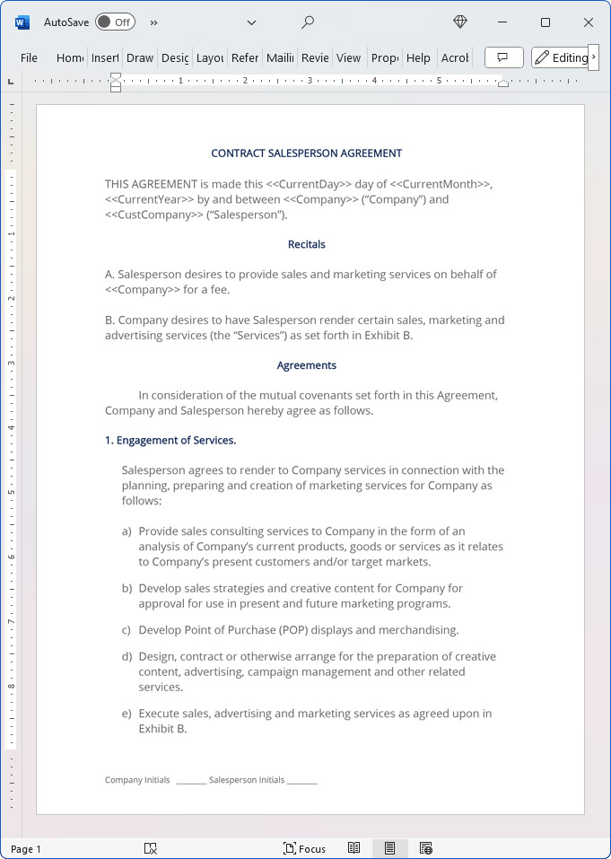 Contract Salesperson Agreement