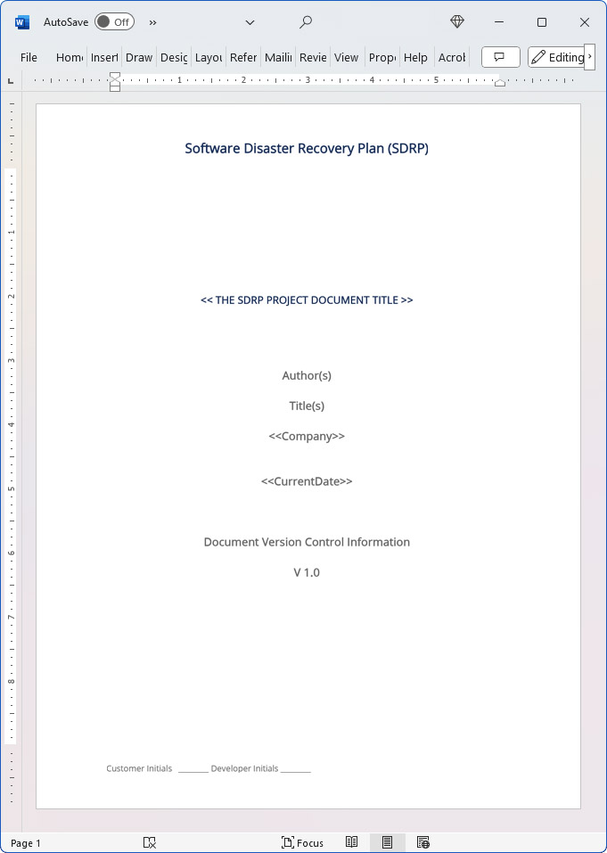 Software Disaster Recovery Plan