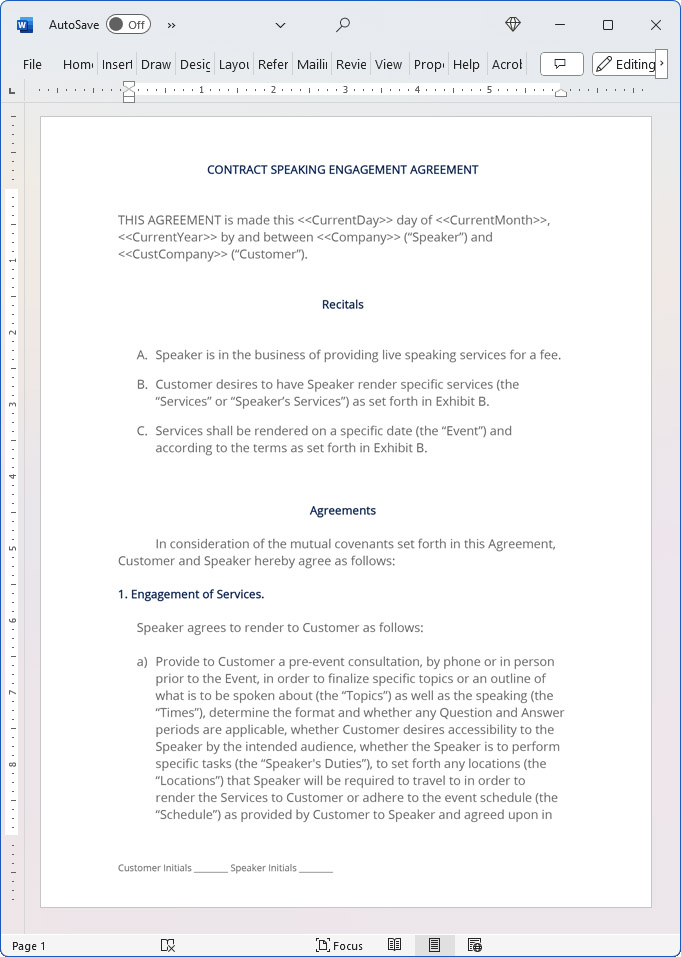 Speaking Engagement Contract