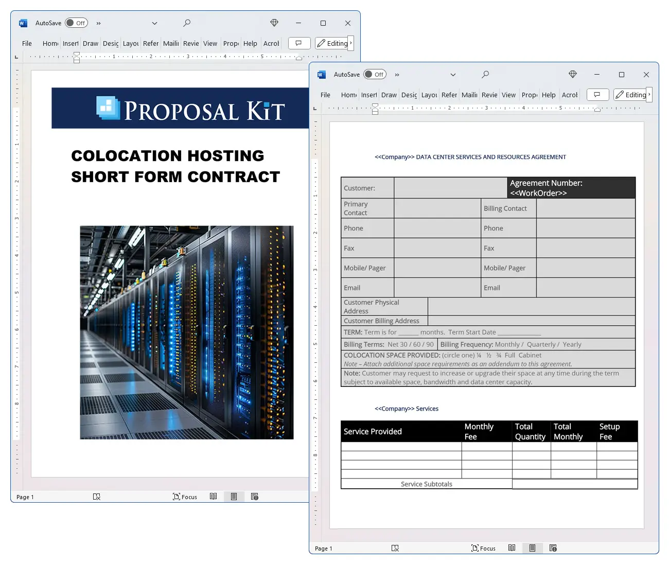 Colocation Hosting Short Form Contract Concepts