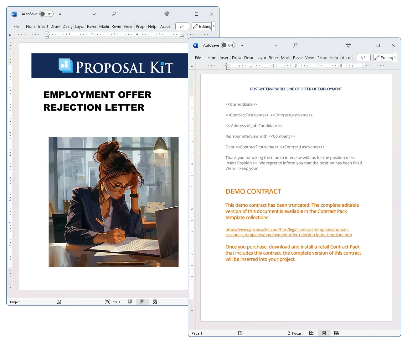 Employment Offer Rejection Letter Concepts