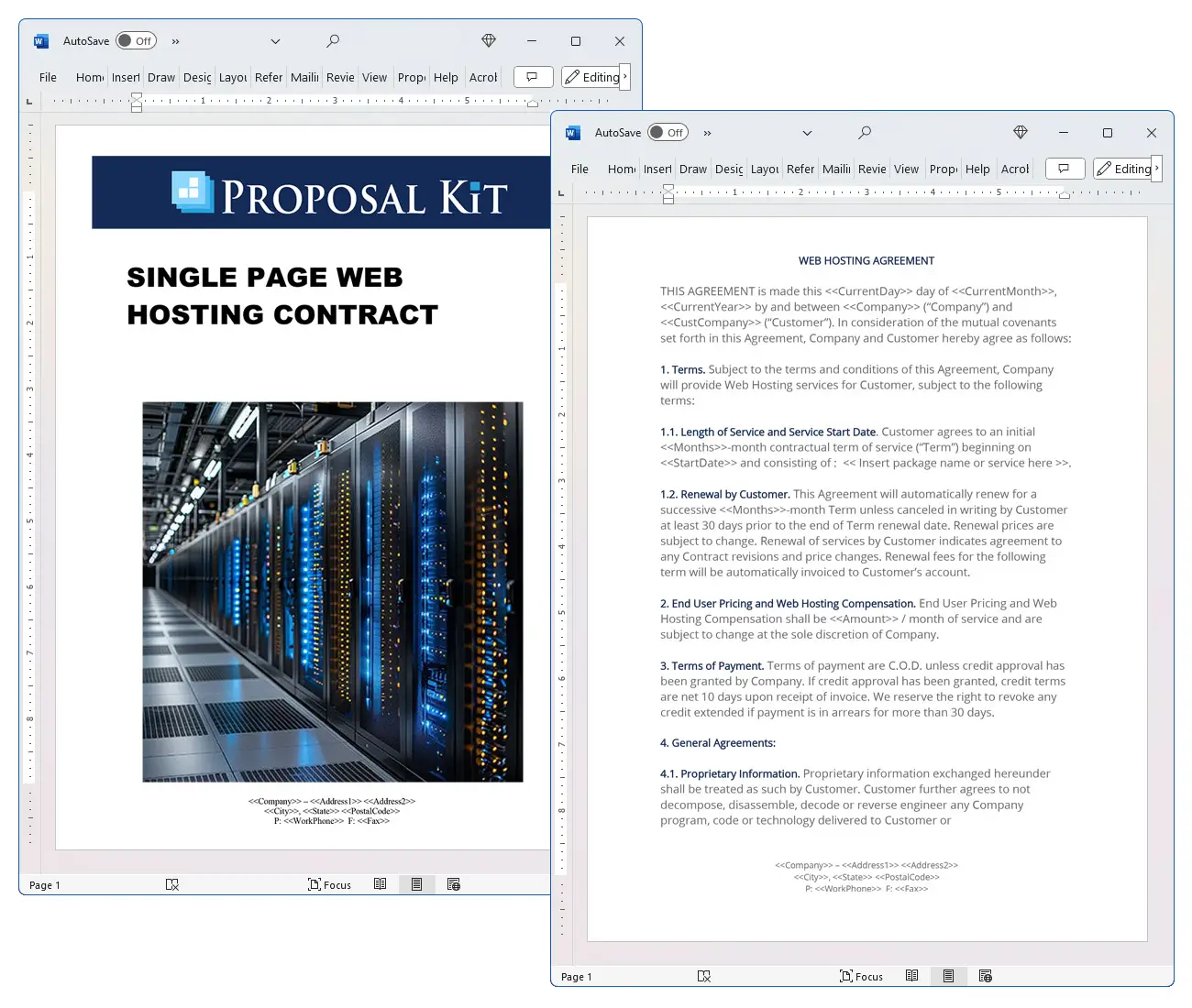 Single Page Web Hosting Contract Concepts