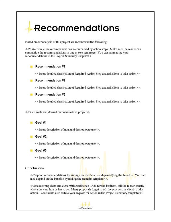 Proposal Pack Healthcare #1 Recommendations Page