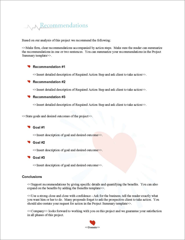 Proposal Pack Medical #6 Recommendations Page