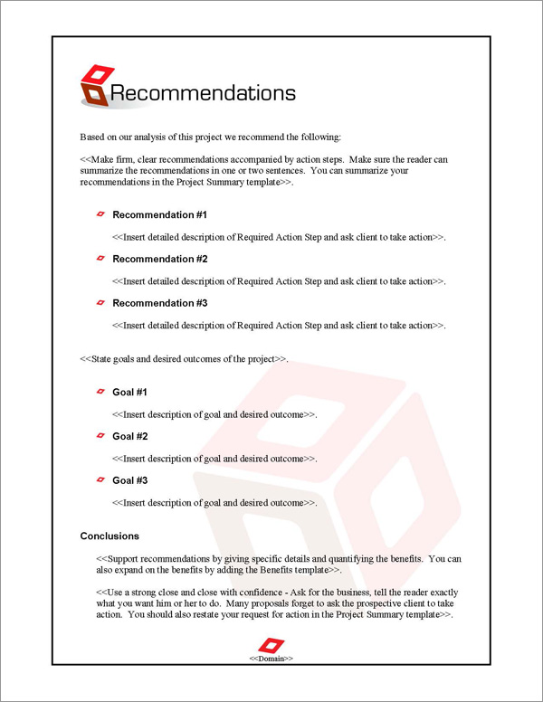 Proposal Pack Contemporary #9 Recommendations Page