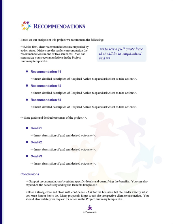 Proposal Pack Children #3 Recommendations Page