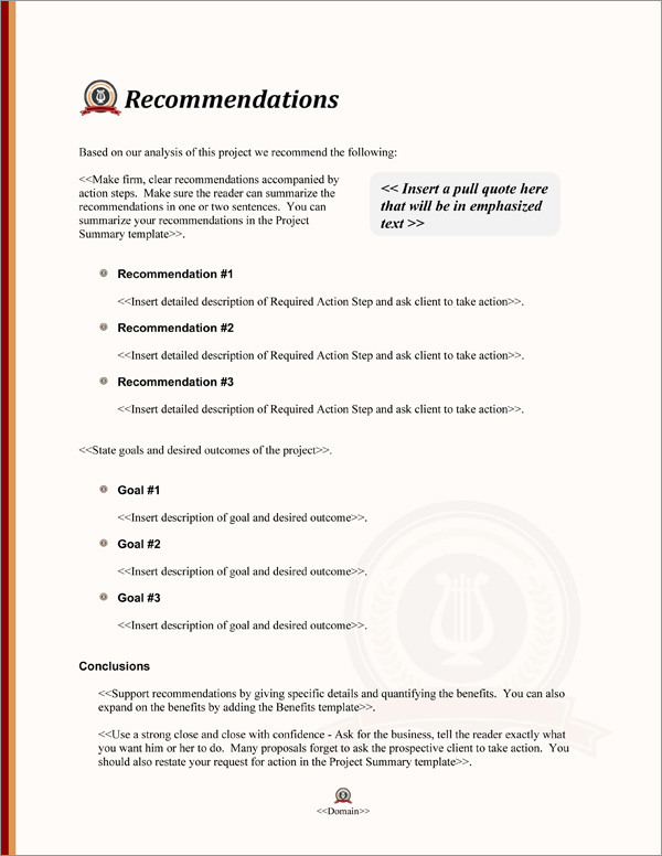 Proposal Pack Education #4 Recommendations Page