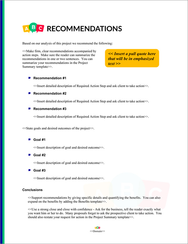 Proposal Pack Children #5 Recommendations Page