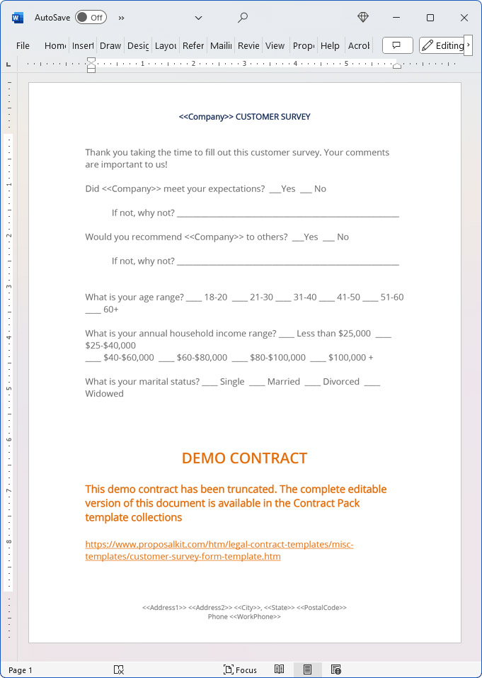 Customer Survey Form