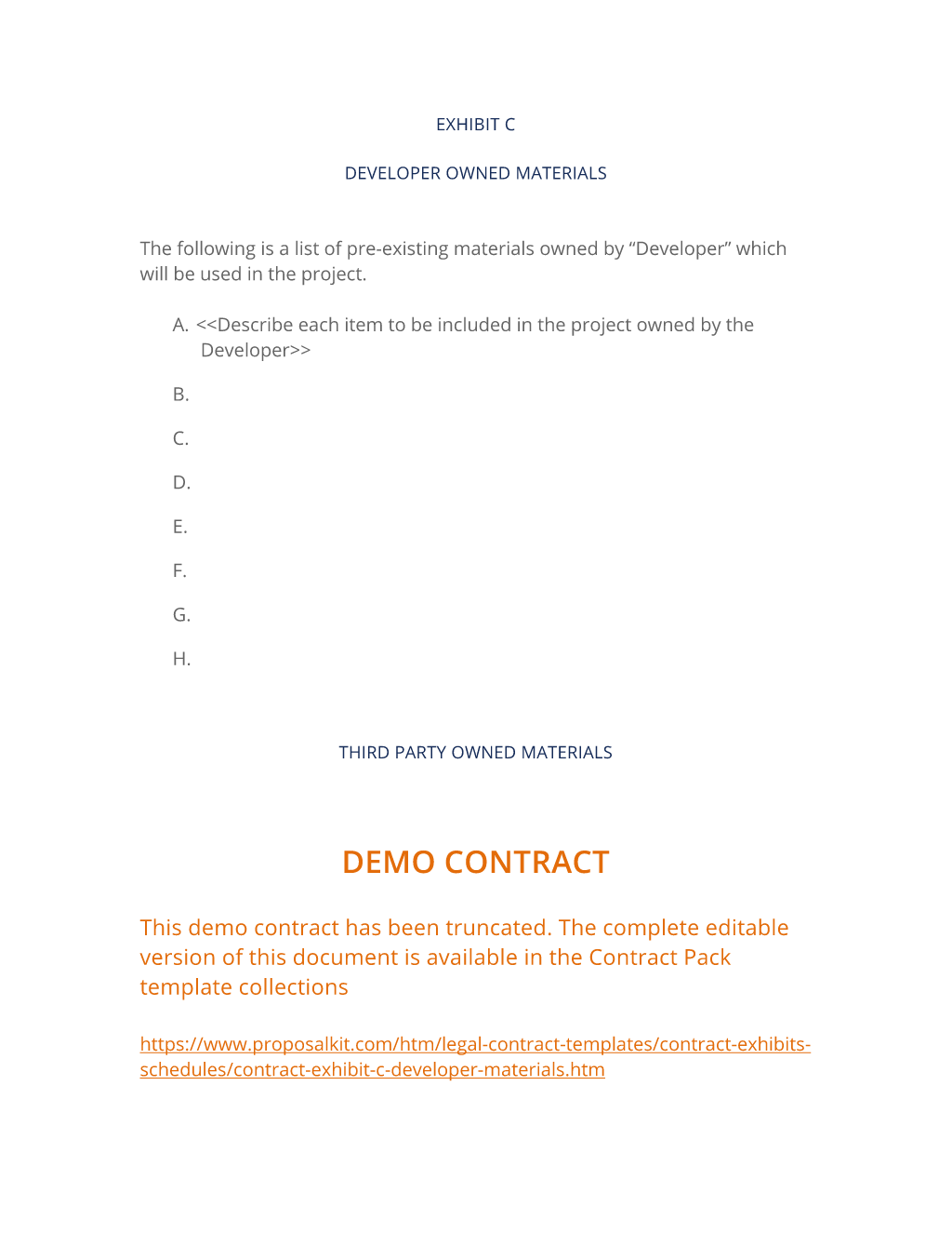 Exhibit C Developer Materials Downloadable Template
