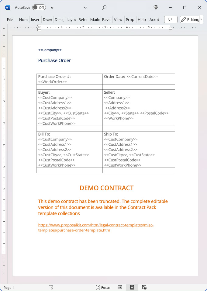 Purchase Order Template