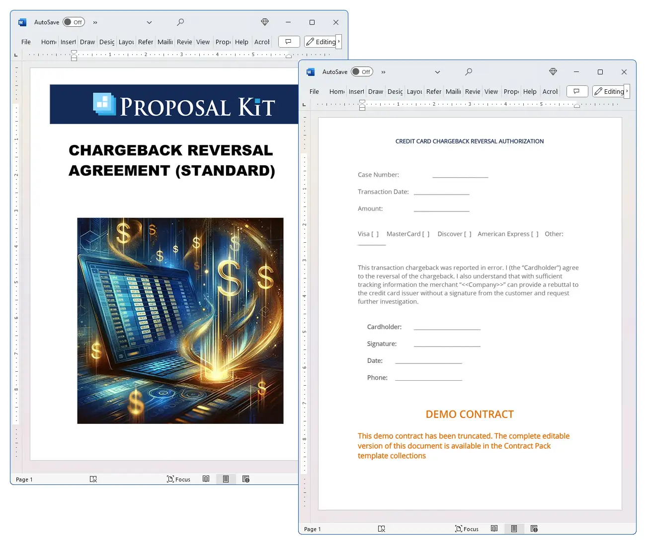 Chargeback Reversal Agreement (Standard) Concepts