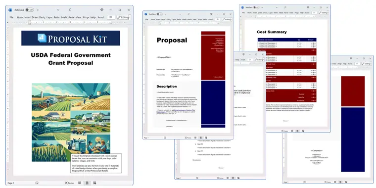 Proposal Pack for Government Grants Screenshot of Pages