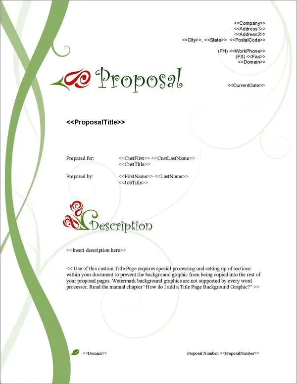 Proposal Pack Nature #1 Title Page