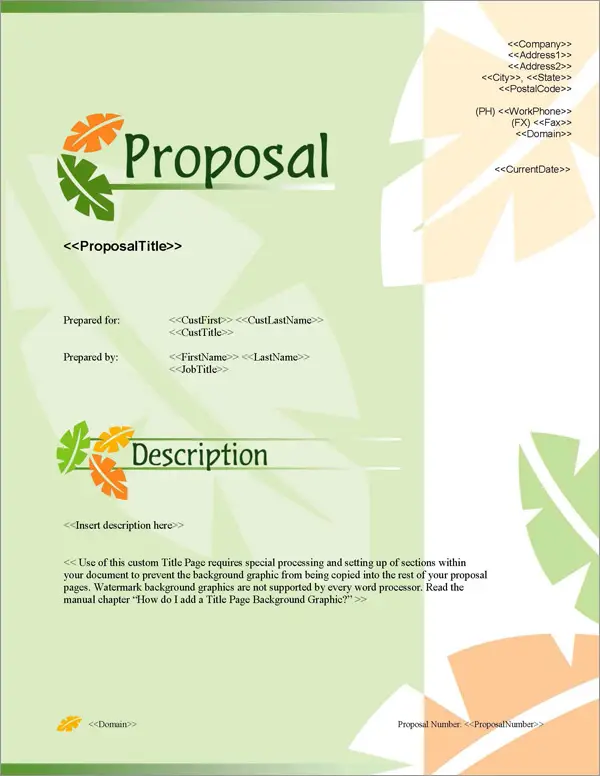 Proposal Pack Nature #2 Title Page