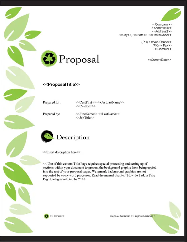 Proposal Pack Environmental #1 Title Page