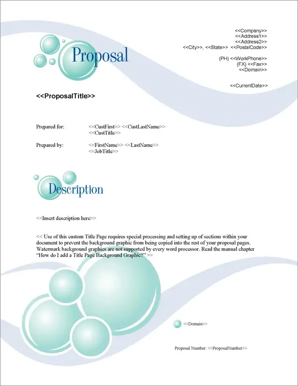 Proposal Pack Bubbles #1 Title Page