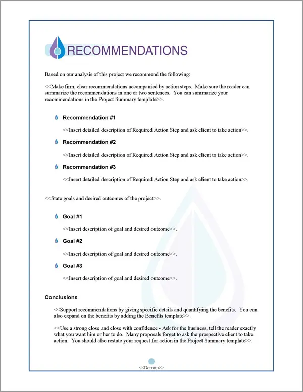 Proposal Pack Aqua #2 Recommendations Page