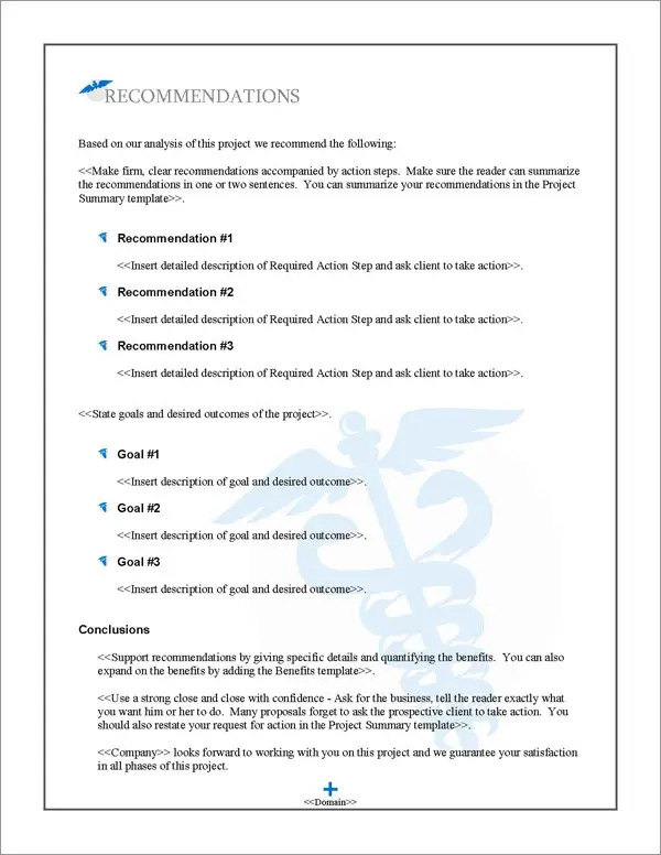 Proposal Pack Medical #4 Recommendations Page