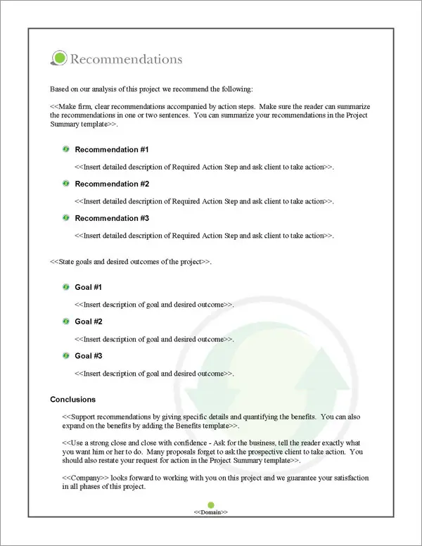 Proposal Pack Environmental #3 Recommendations Page