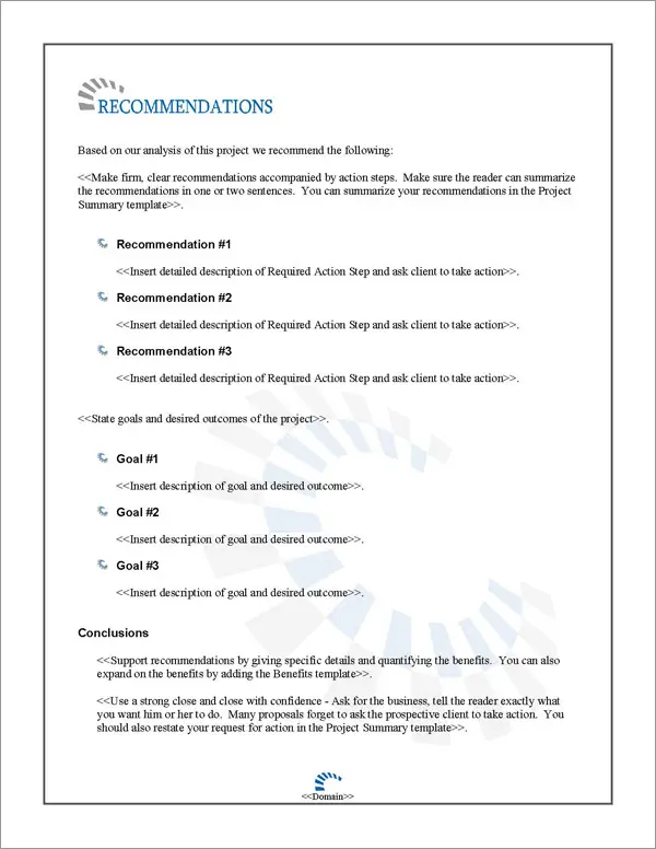 Proposal Pack Contemporary #13 Recommendations Page