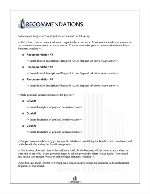 Proposal Pack Skyline #2 Recommendations Page