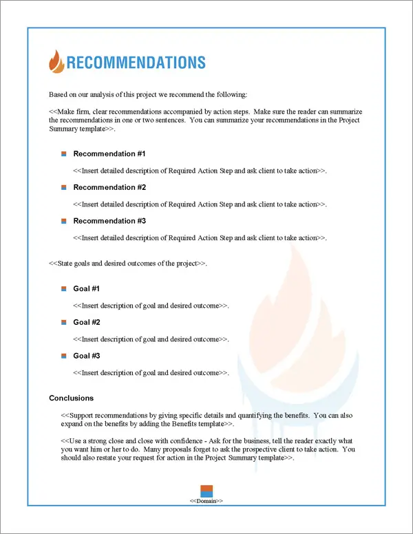 Proposal Pack HVAC #1 Recommendations Page