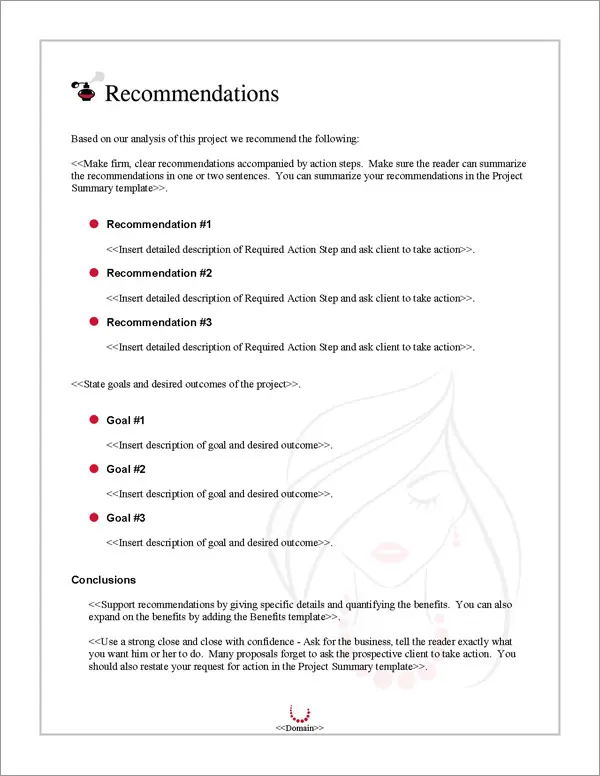 Proposal Pack Fashion #3 Recommendations Page