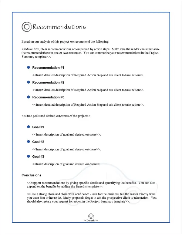 Proposal Pack Transportation #4 Recommendations Page