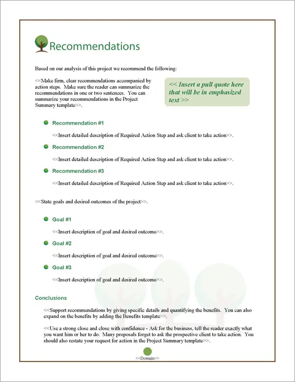 Proposal Pack Nature #6 Recommendations Page