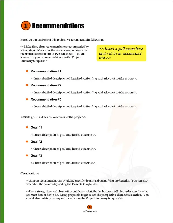 Proposal Pack Pest Control #2 Recommendations Page