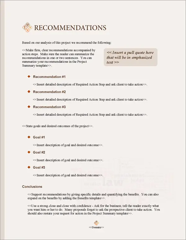 Proposal Pack Justice #2 Recommendations Page