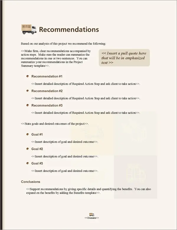 Proposal Pack Transportation #9 Recommendations Page