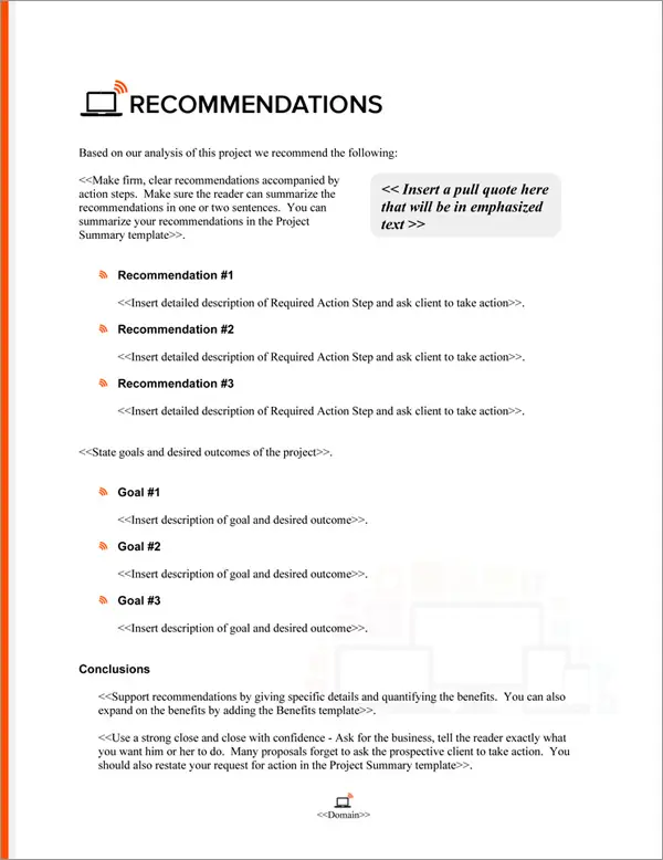 Proposal Pack Computers #6 Recommendations Page