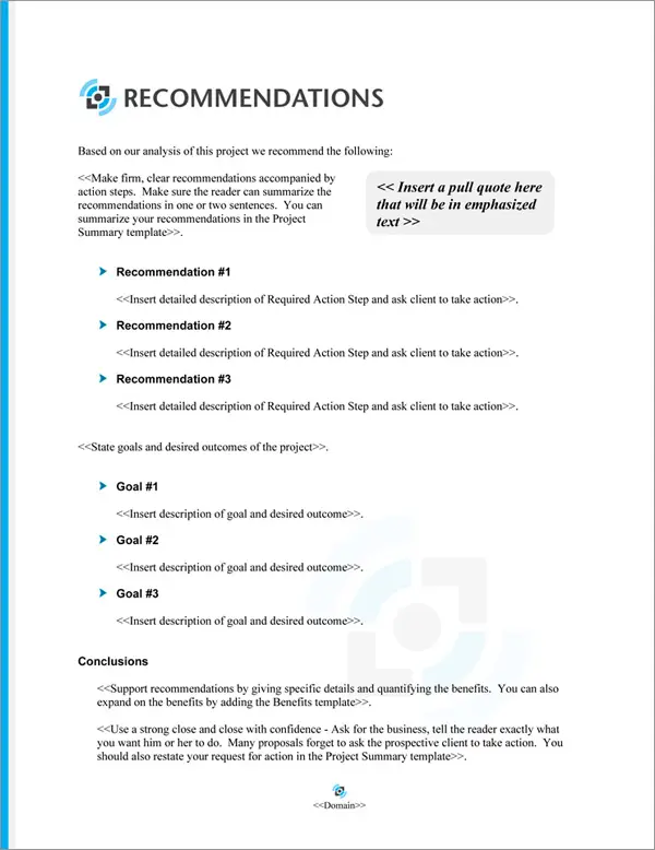 Proposal Pack Multimedia #5 Recommendations Page