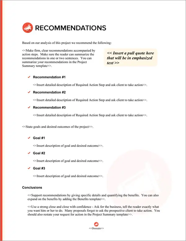 Proposal Pack People #5 Recommendations Page