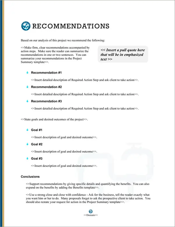 Proposal Pack Plumbing #2 Recommendations Page