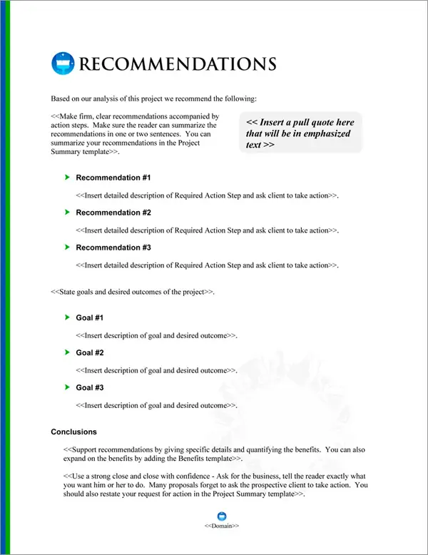 Proposal Pack Janitorial #4 Recommendations Page