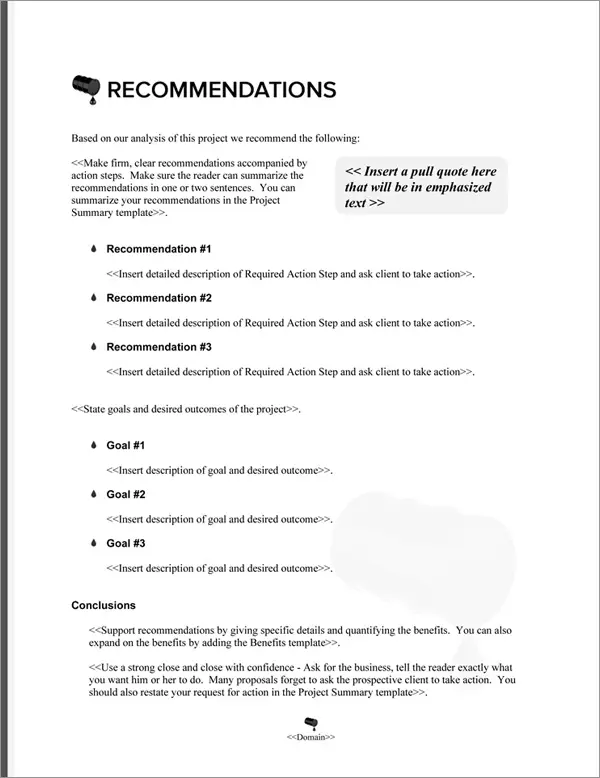 Proposal Pack Environmental #6 Recommendations Page