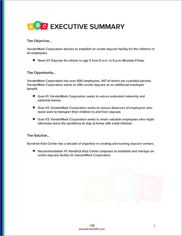 Daycare Center Sample Proposal Downloadable Template