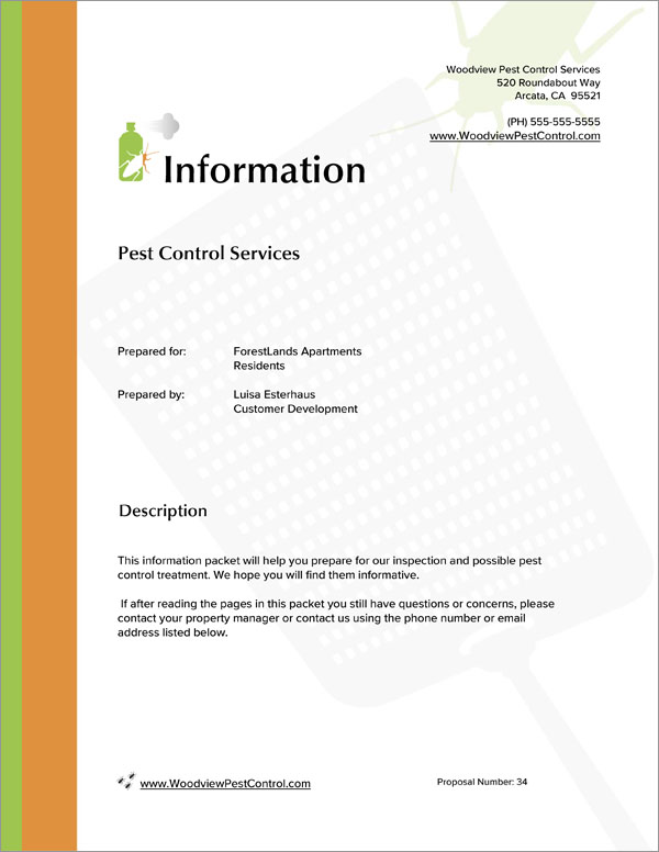 Pest Control Information Packet Sample Downloadable Template