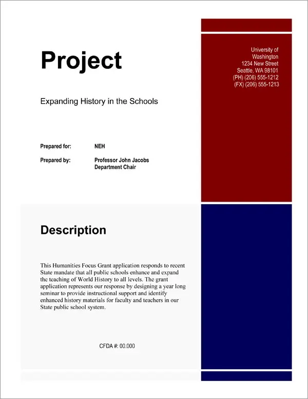 Proposal Pack for Government Grants Title Page